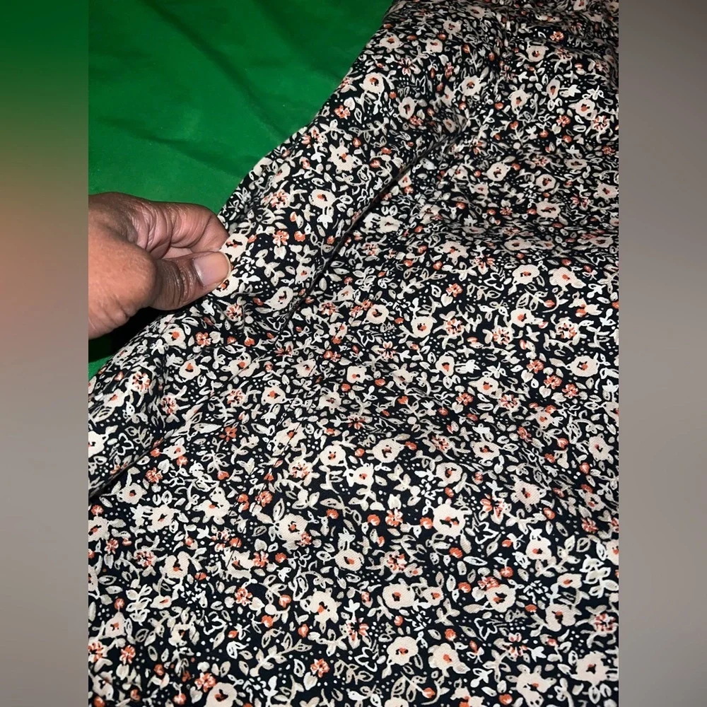 Free People Black/ Orange & Tan Floral Backless Mini Halter Dress size 0 - Picture 4 of 7